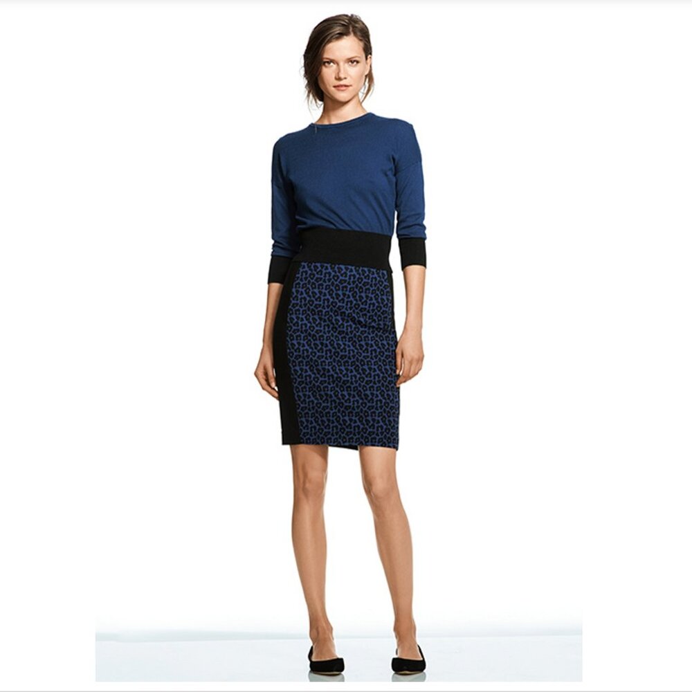 ROLAND MOURET x BANANA REPUBLIC colorblock knit sweater in navy and black sz XL